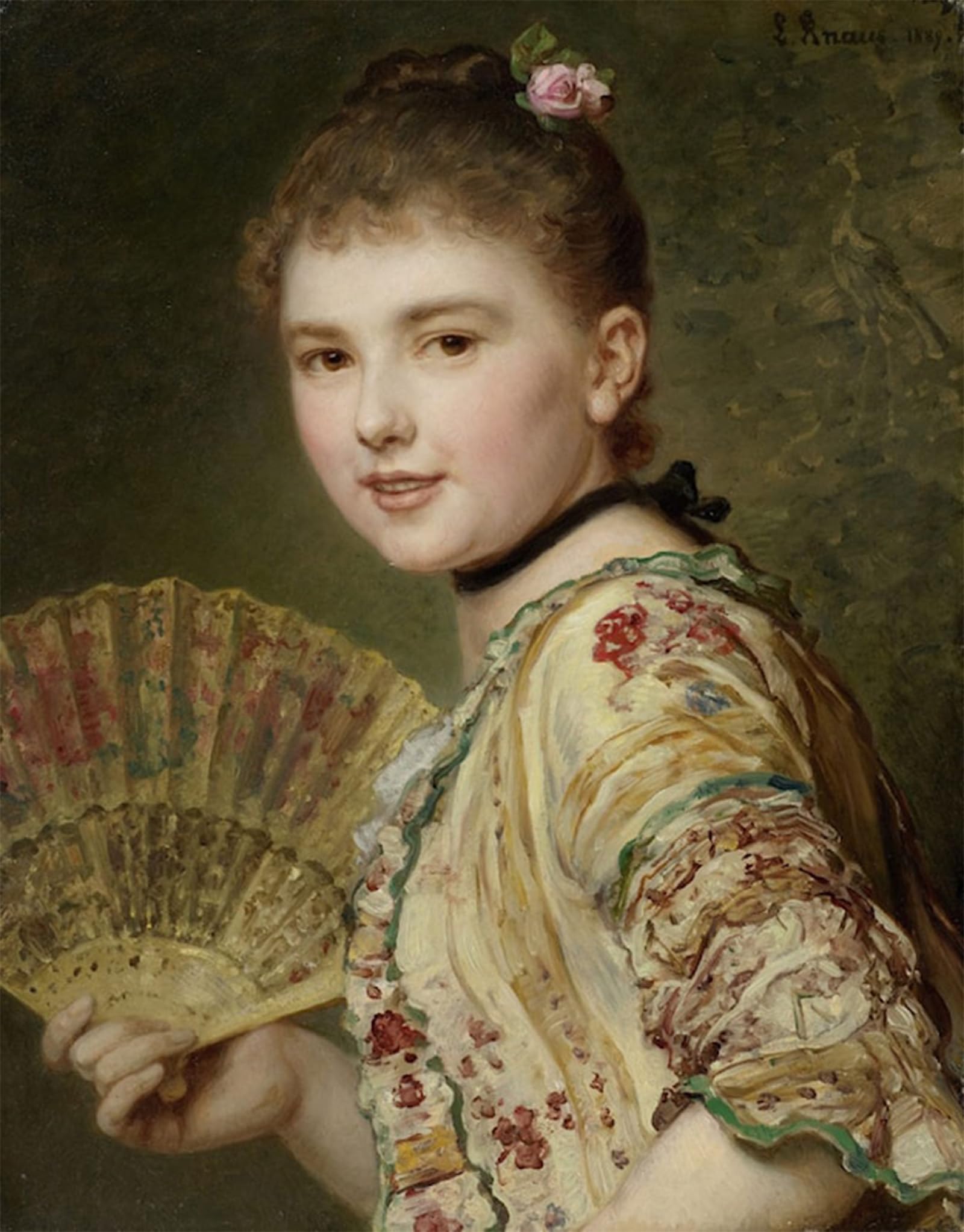POSTERIIk Famous Animal Posters Vintage Picture Young Lady with a Fan Ludwig Knaus Modern Wall Decor for Home Decor 60x90cm