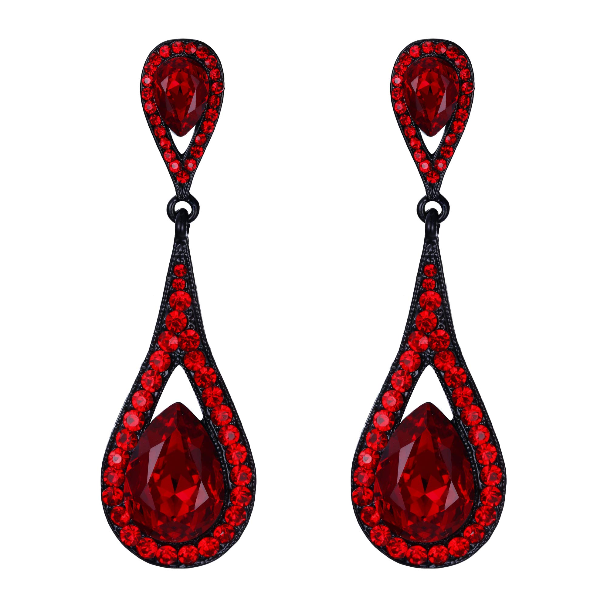 Crystal Teardrop Dangle Earrings for Women Girls, Sparkly Rhinestone Vintgae Statement Drop Pierced Earring Wedding Prom Birthday Party Jewellery for Brides Bridal Bridesmaid