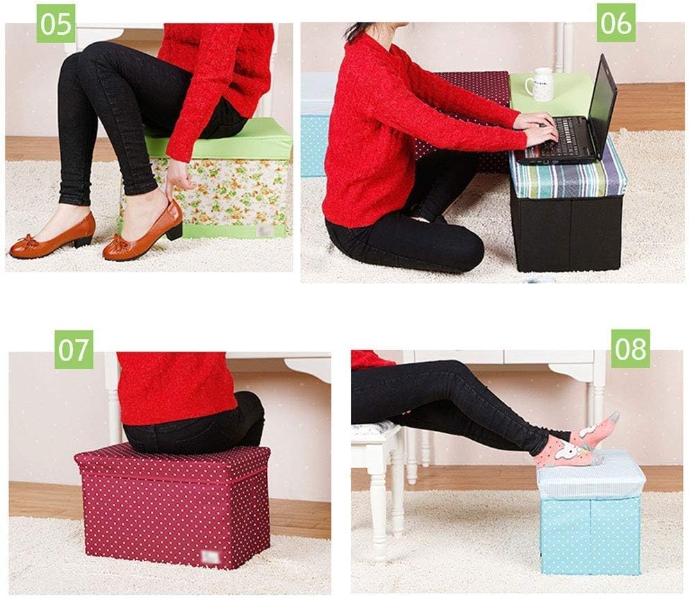 Storage Stool Creative Toy Box Pouffe Ottoman Chairs Simple Folding Seat Footstool (Color : Purple)