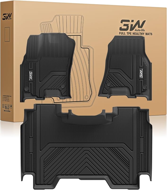Tapetes automotivos 3W em TPE para Dodge Ram 1500 Crew Cab 2025–2026 sem armazenamento sob o banco traseiro, pretos