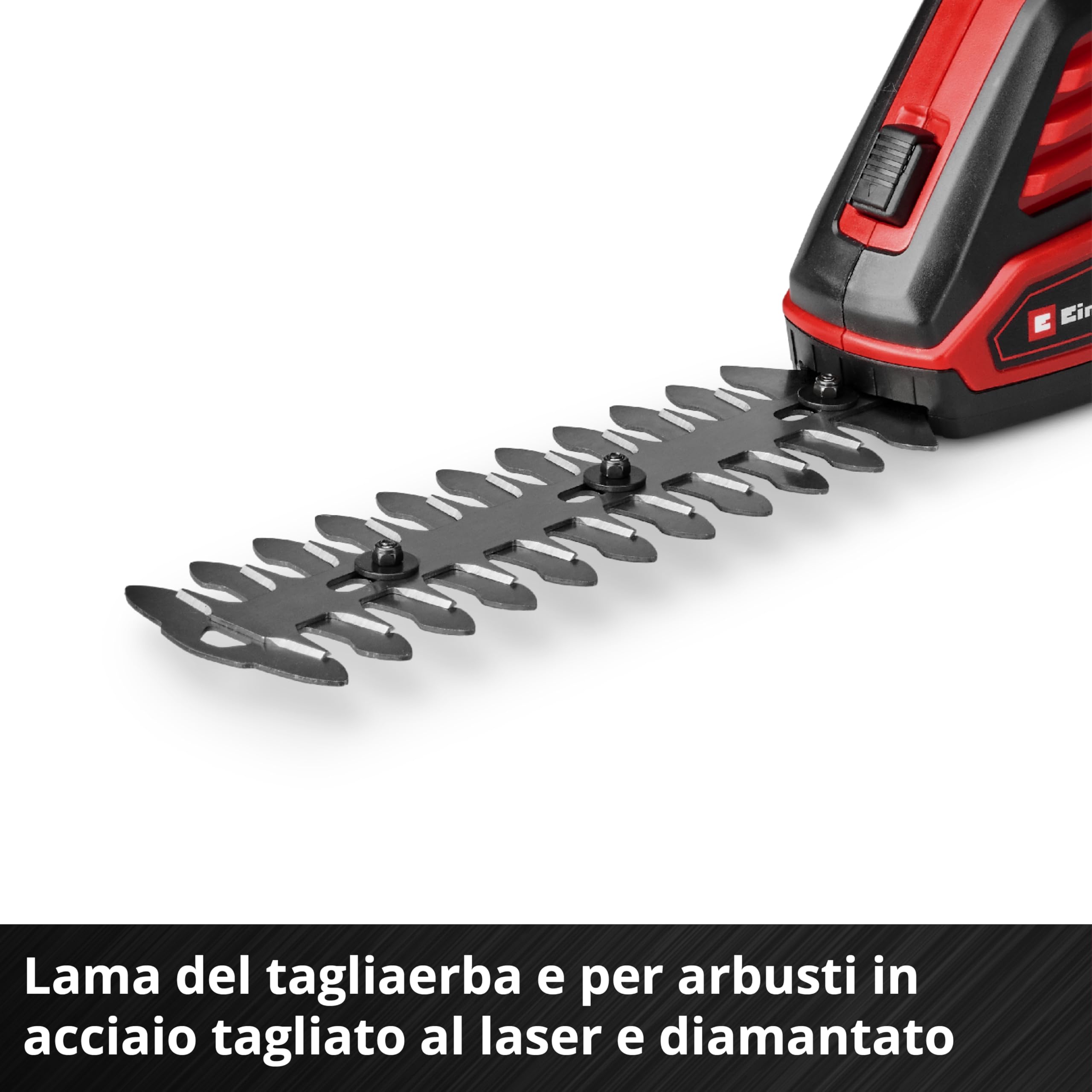 Cesoie per erba e cespugli a batteria Einhell GE-CG 18/100 Li - 3 in 1-Solo Power X-Change (18 V, incl. lama tagliaerba 100 mm, cesoie per arbusti 200 mm, testina a rastrello, senza batteria)