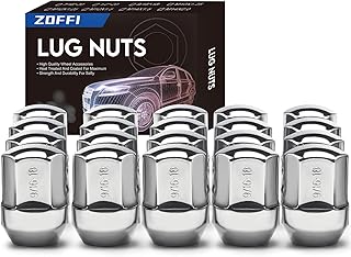 ZOFFI 20pcs 9/16-18 Lug Nuts Chrome OEM Factory Style Replacement for 2006-2010 Dodge Dakota, 2004-2009 Dodge Durango, 2002-2010 Dodge Ram 1500 Factory Wheels