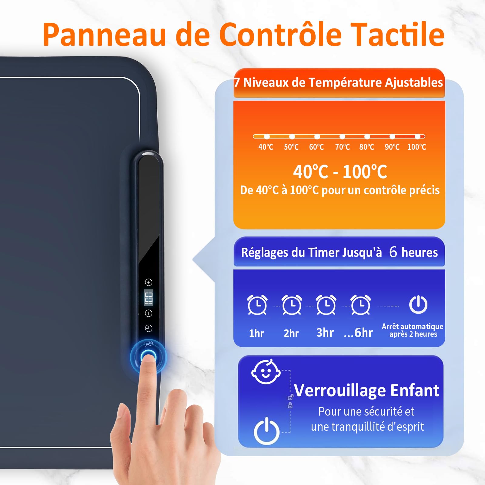 AUTOPkio - Plateau Chauffant électrique Pliable, 5 Températures (60-100°C), Minuterie, Idéal Buffets Et Fêtes - 4