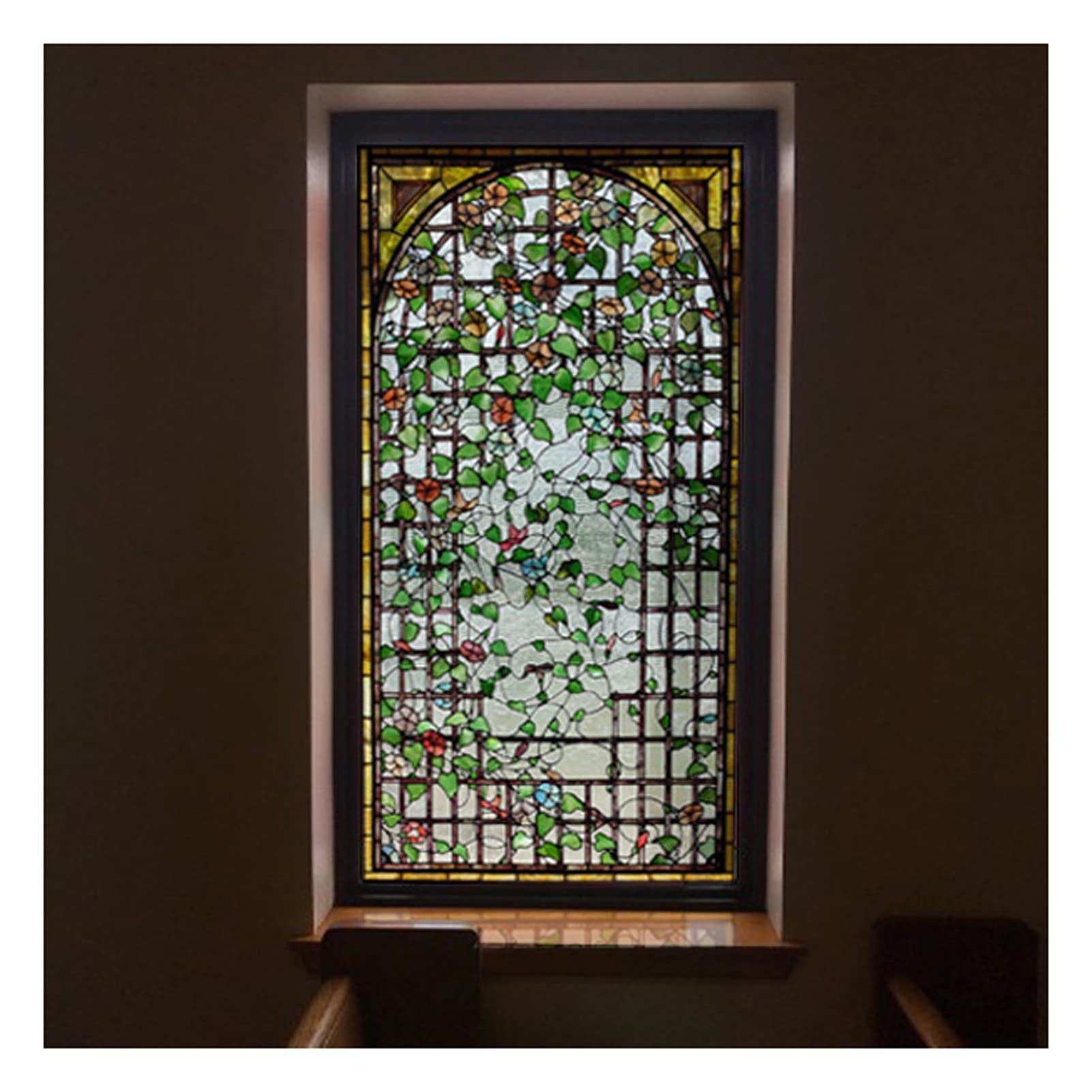 Kirchlich Milchglasfolie Fensterdeko hitzeschutz Fensterfolie,Selbstklebend Fensterfolie Blickdicht,Kein Kleber Statisch Vinyl für Badezimmer Wohnzimmer Dekorativ,G,77x200cm(30"x79"