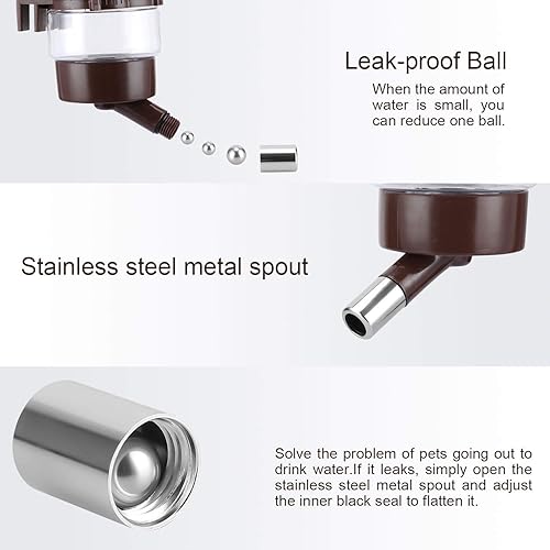 Miniatura 3 de Dispensador de agua para perreras, sin goteo, contenedor de botella de agua ABS sin BPA 16oz para animales pequeños