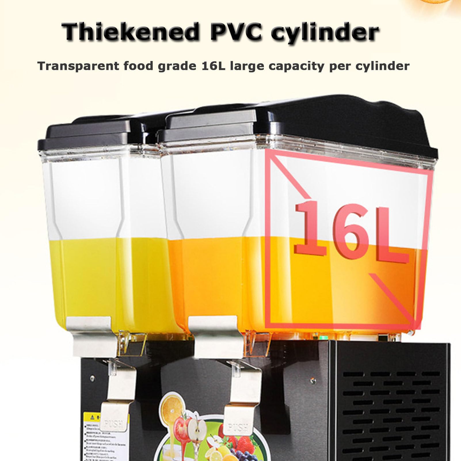 Dispenser per succhi freddi e caldi 32L in acciaio inossidabile trasparente per bevande commerciali dispenser a due teste spremiagrumi argento