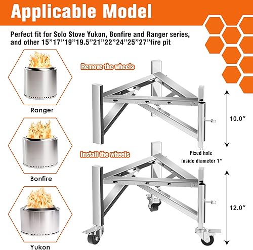 Miniatura 2 de Soporte universal para fogata de 15, 19.5, 22, 27 pulgadas, soporte de acero inoxidable para fogata de campamento para estufa individual, fogata,
