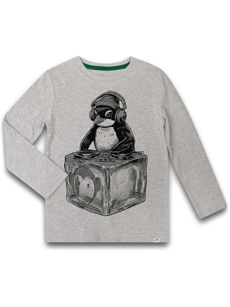 Gray Appaman Penguin DJ Graphic Long Sleeve Tee (Toddler/Little Kid/Big Kid)