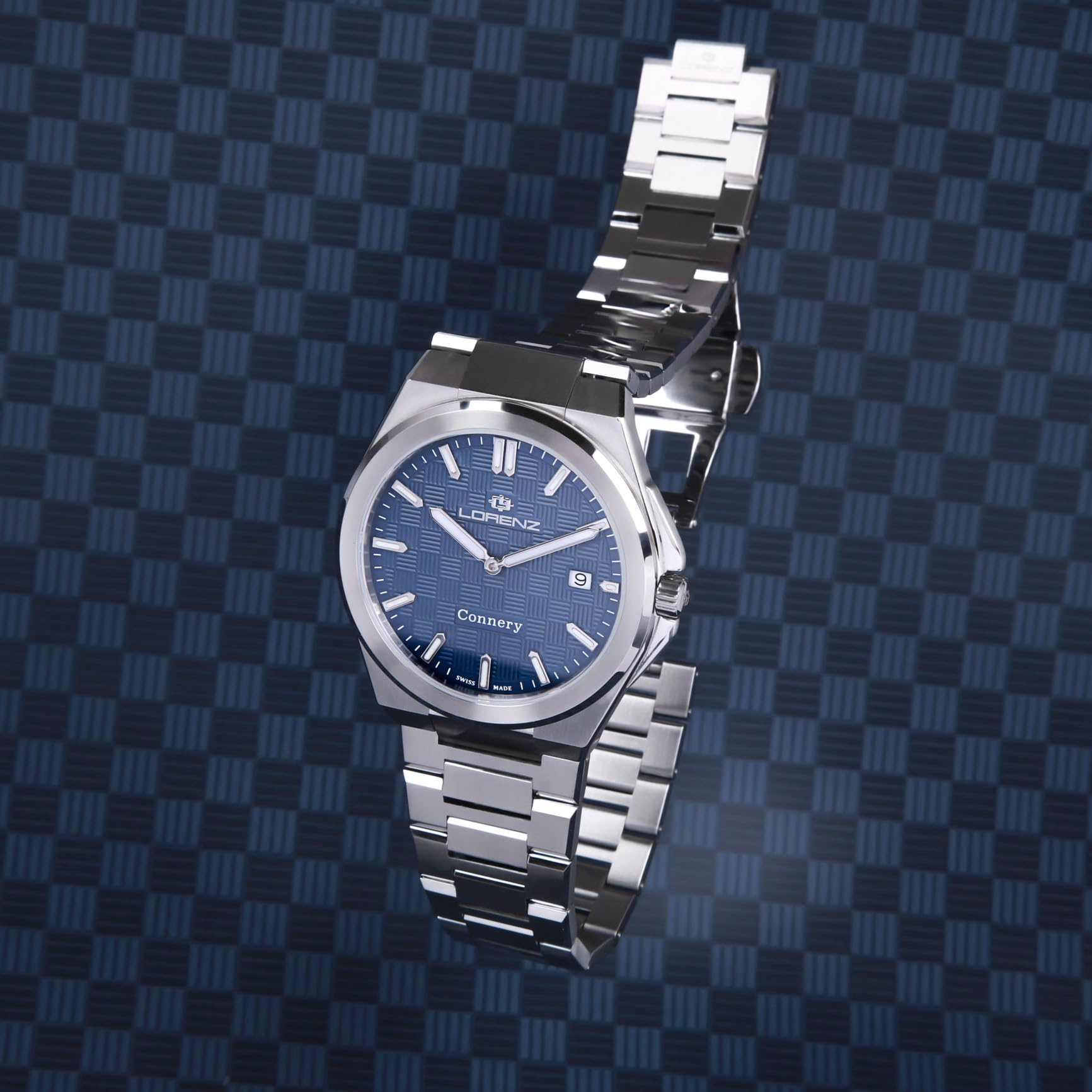 Lorenz Connery 090015CC Orologio da uomo ultrapiatto al quarzo Swiss Made con cinturino in acciaio inossidabile