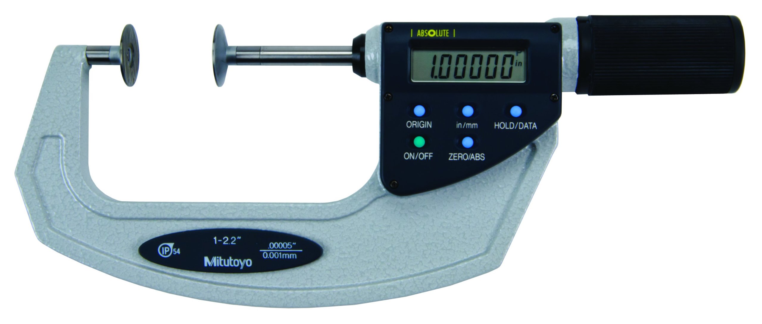 Mitutoyo 369-422 LCD Disk Micrometer, Non-Rotating Spindle