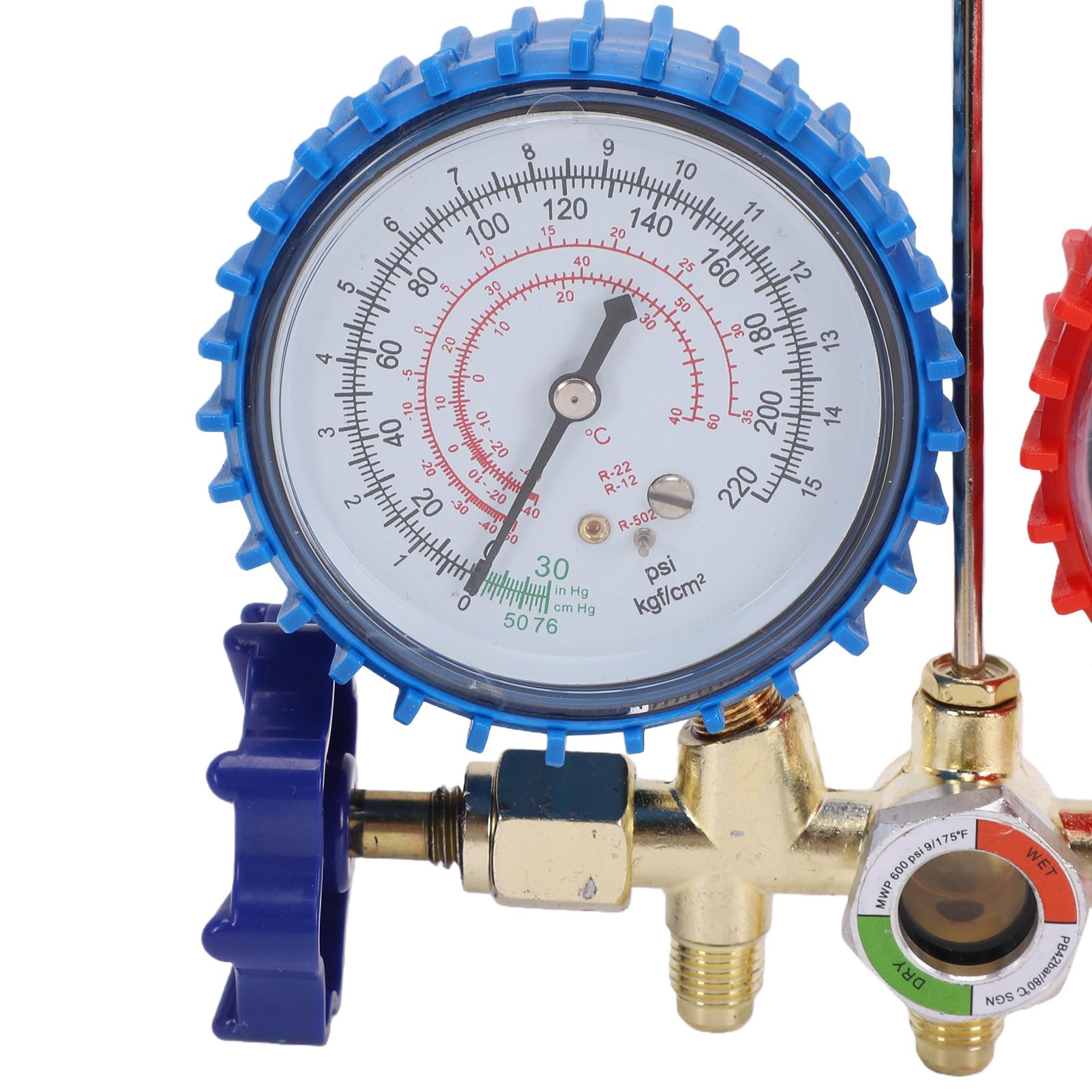 Fafeicy Juego de Manómetro de Colector de CA Kit de Manómetro Doble para R134a R22 R12 R502 con Mangueras de Carga Herramienta de Carga de Refrigerante HVAC Conector SAE 1/4 Uso D