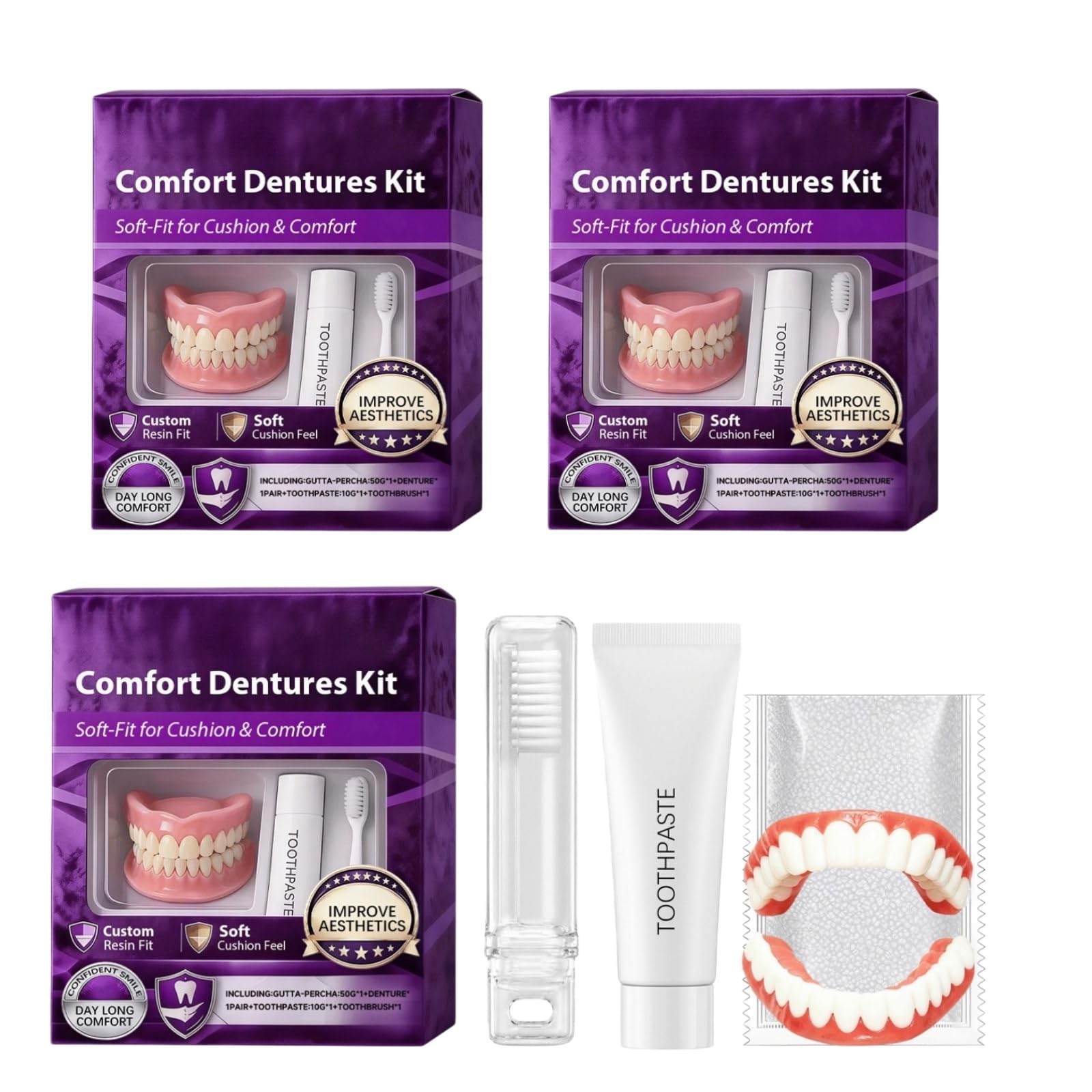 Prótesis dental de silicona para hombres y mujeres, aplicación rápida