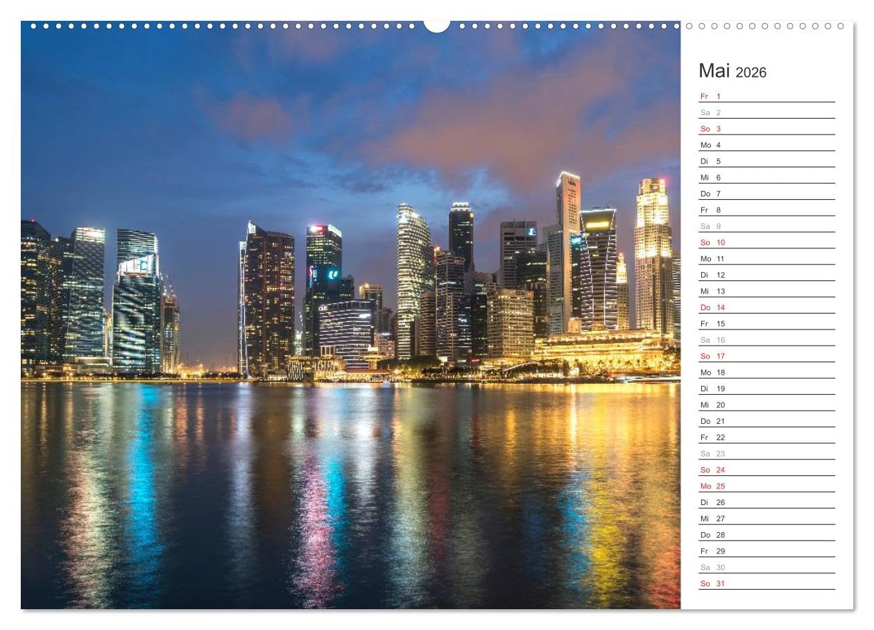 Skylines weltweit (hochwertiger Premium Wandkalender 2026 DIN A2 quer), Kunstdruck in Hochglanz: 13 urbane Ansichten von Skylines auf 5 Kontinenten (CALVENDO Orte)