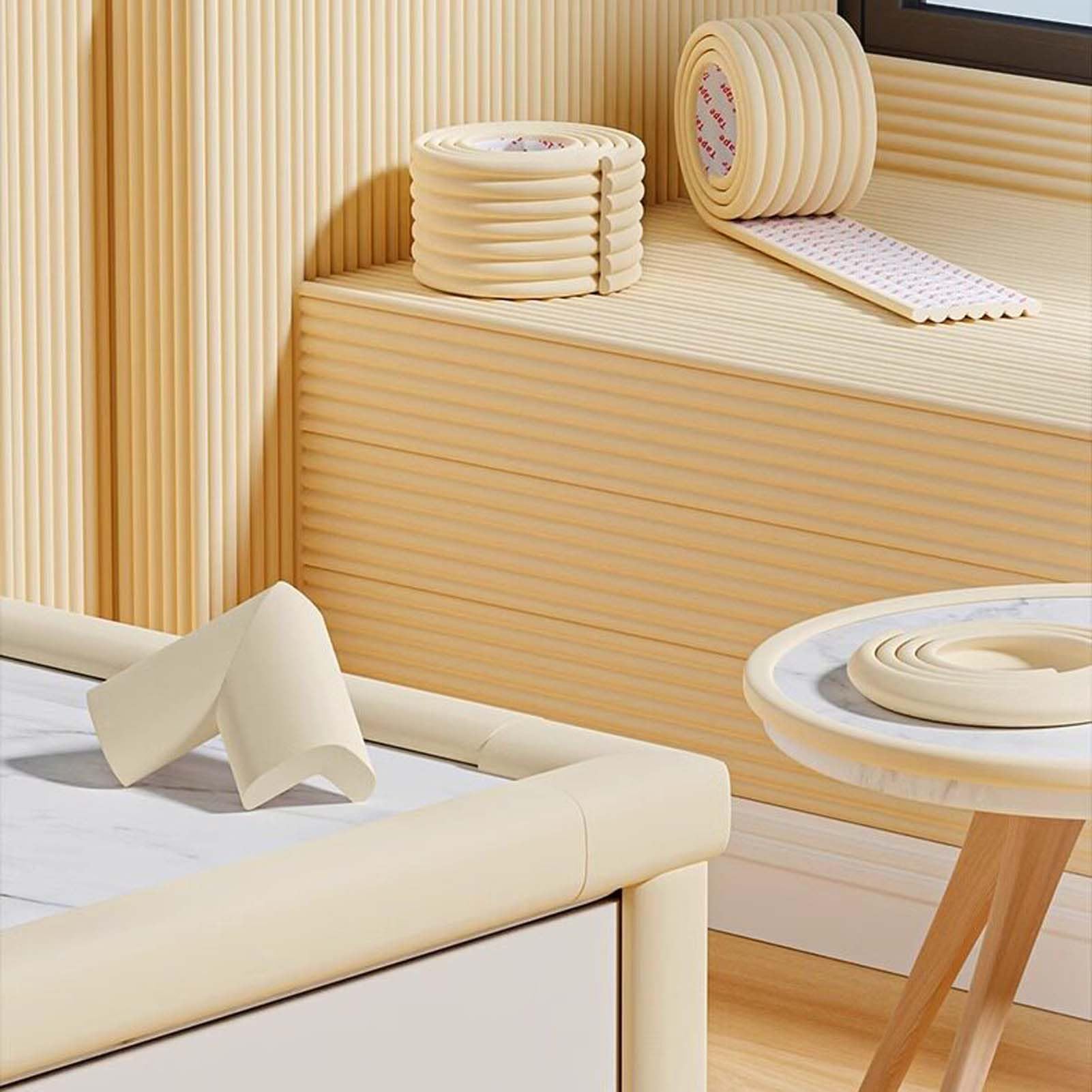 Parachoques para Muebles, Protector De Bordes Y Esquinas, Tira Antigolpes De Espuma, Protector De Mesas, Cinta De Doble Cara, Suave, Flexible, Elástica, Recortable