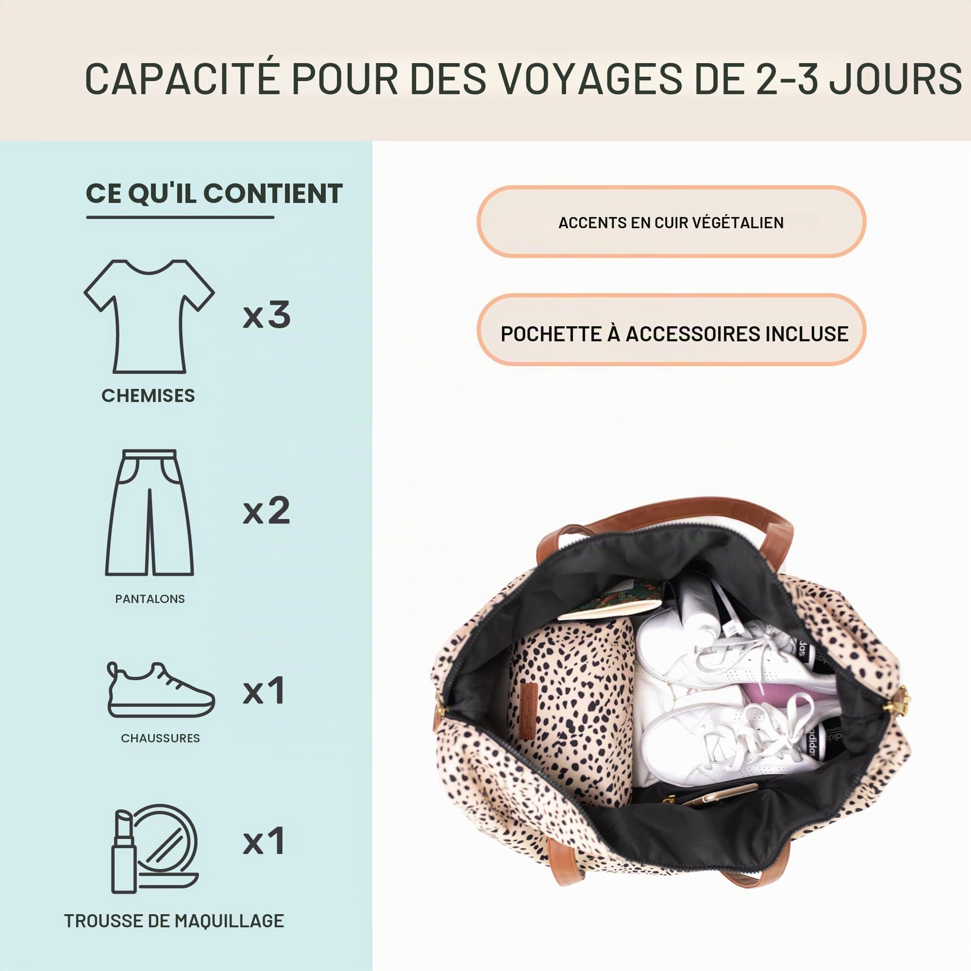 Jadyn Luna Sac de weekend et de voyage pour femme, grande contenance, 37 litres, 37 L