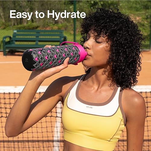 Miniatura 49 de ENCOOL Botella de agua aislada con popote, de acero inoxidable, a prueba de fugas, sin BPA, al vacío de doble pared que se mantiene fría durante 24