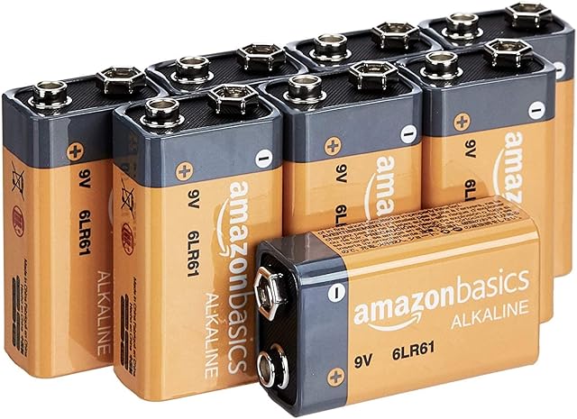 Amazon Basics 9 Volt Everyday Alkaline Batteries - Pack of 8 (Appearance may vary)