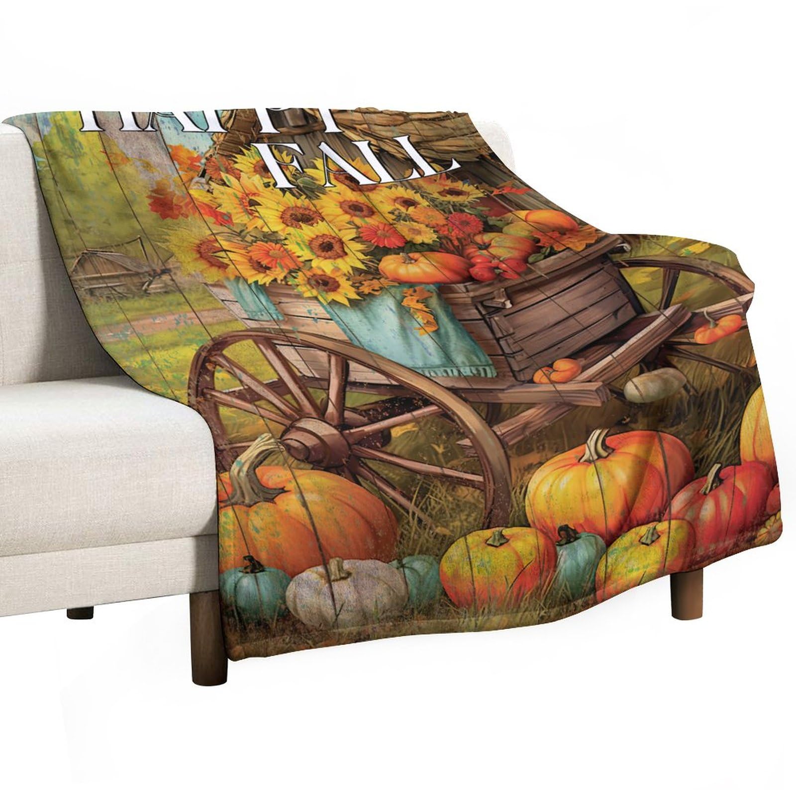 Couverture douce en polaire Happy Fall de 152x203 cm pour canapé