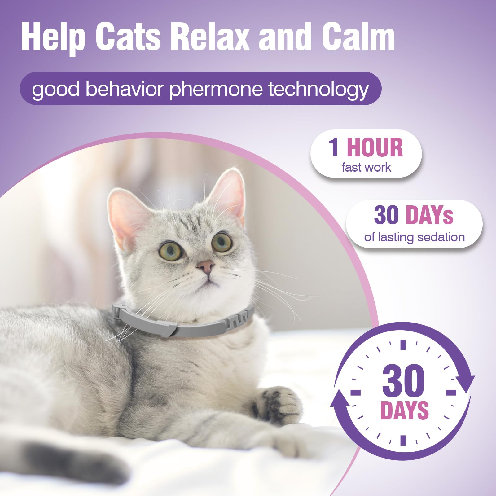 Calming Collar for Cats 4 Pack Soothing Cat Collars Stress Relief Anxiety Pheromone Collar for Cat Relaxing Pet Calm Bands Adjustable Comfort Cats Calming Straps Lasts 30 Days Feline Calming Product - image 4