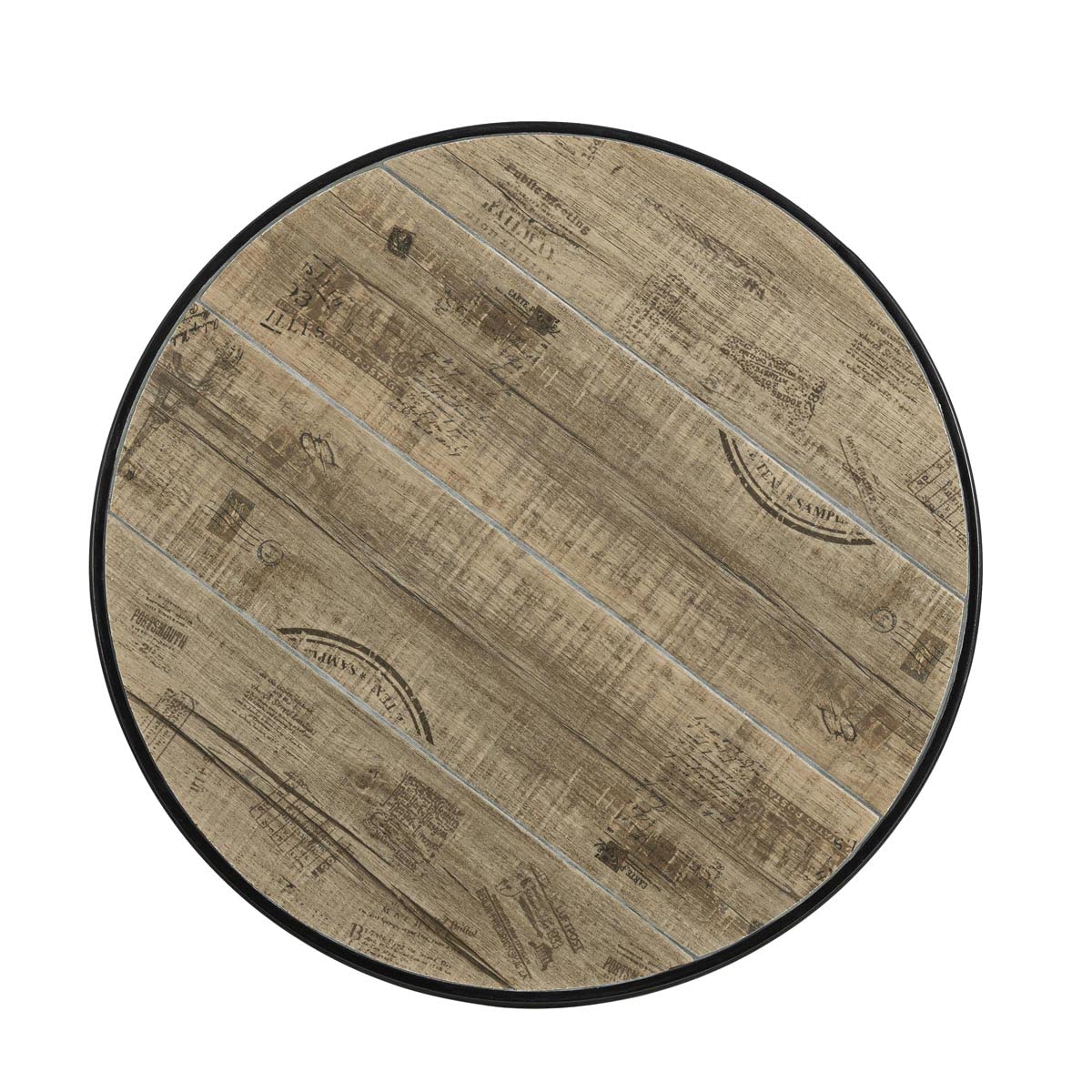 Yellowshop Set Bistrot da Esterno, Veranda, Balcone, Giardino 3 Pezzi Kansas, Tavolo con 2 Sedie Pieghevoli in Metallo Nero con Ceramica Effetto Legno Naturale