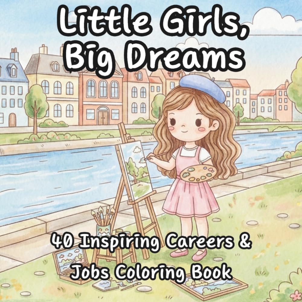 Little Girls, Big Dreams: 40 Inspiring Careers & Jobs Coloring Book (Easy Relax Coloring)