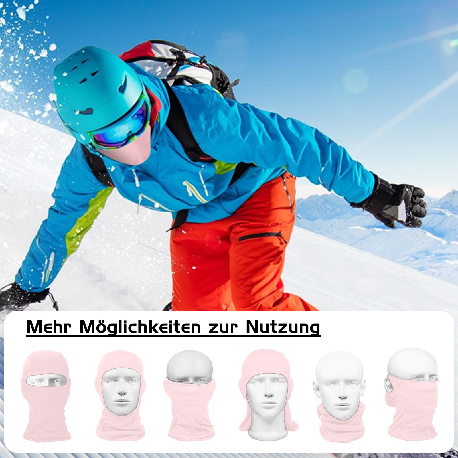 Kominiarka narciarska, kominiarka narciarska, dla mężczyzn/kobiet, dzieci, na zimę, jesień, wiatroszczelna kominiarka motocyklowa na narty, snowboard, rower, Rosa, L-4XL