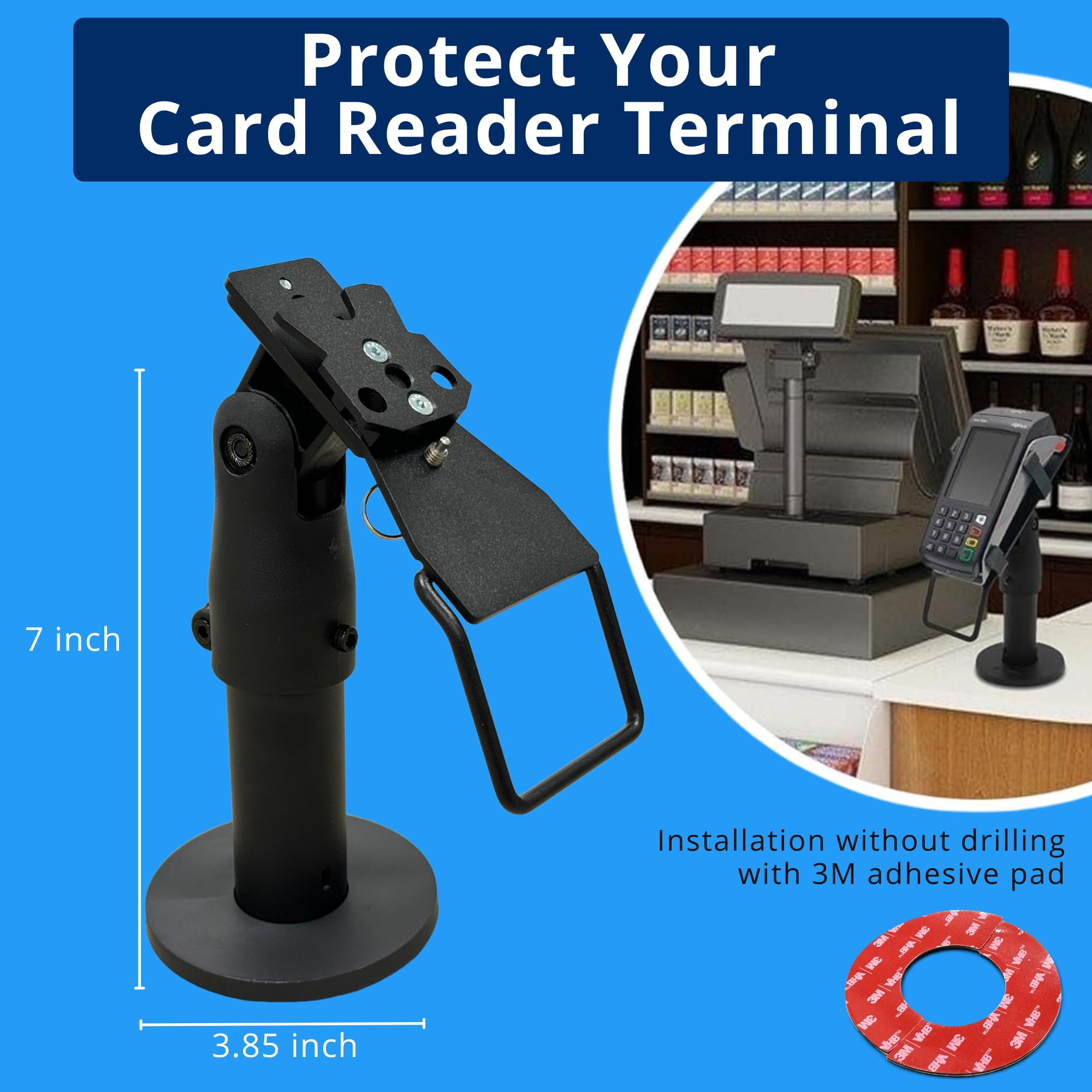 Supporto Ergonomico per Terminale di Pagamento POS da Banco Ingenico Lane 3000/3600/7000/8000 - Stand POS Bancomat con Maniglia, Rotazione 180° Inclinazione 45°, Montaggio Viti o Adesivo