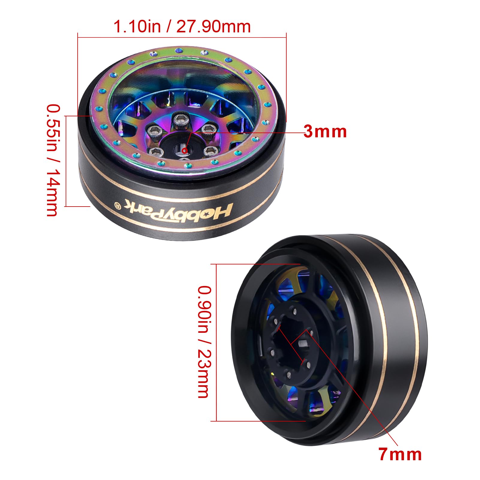 Set Di 4 Cerchi In Lega Beadlock Con Pneumatici E Adattatori Per Traxxas TRX-4M Scala 1/18 - Integy