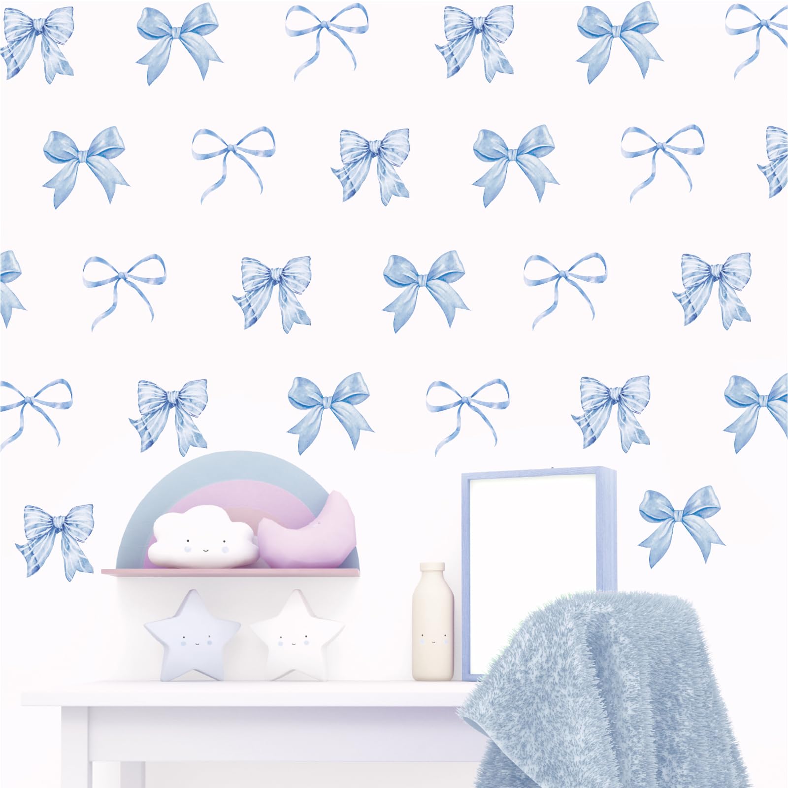 Stickers muraux nœud bleu clair pour relooker facilement un mur d'enfant