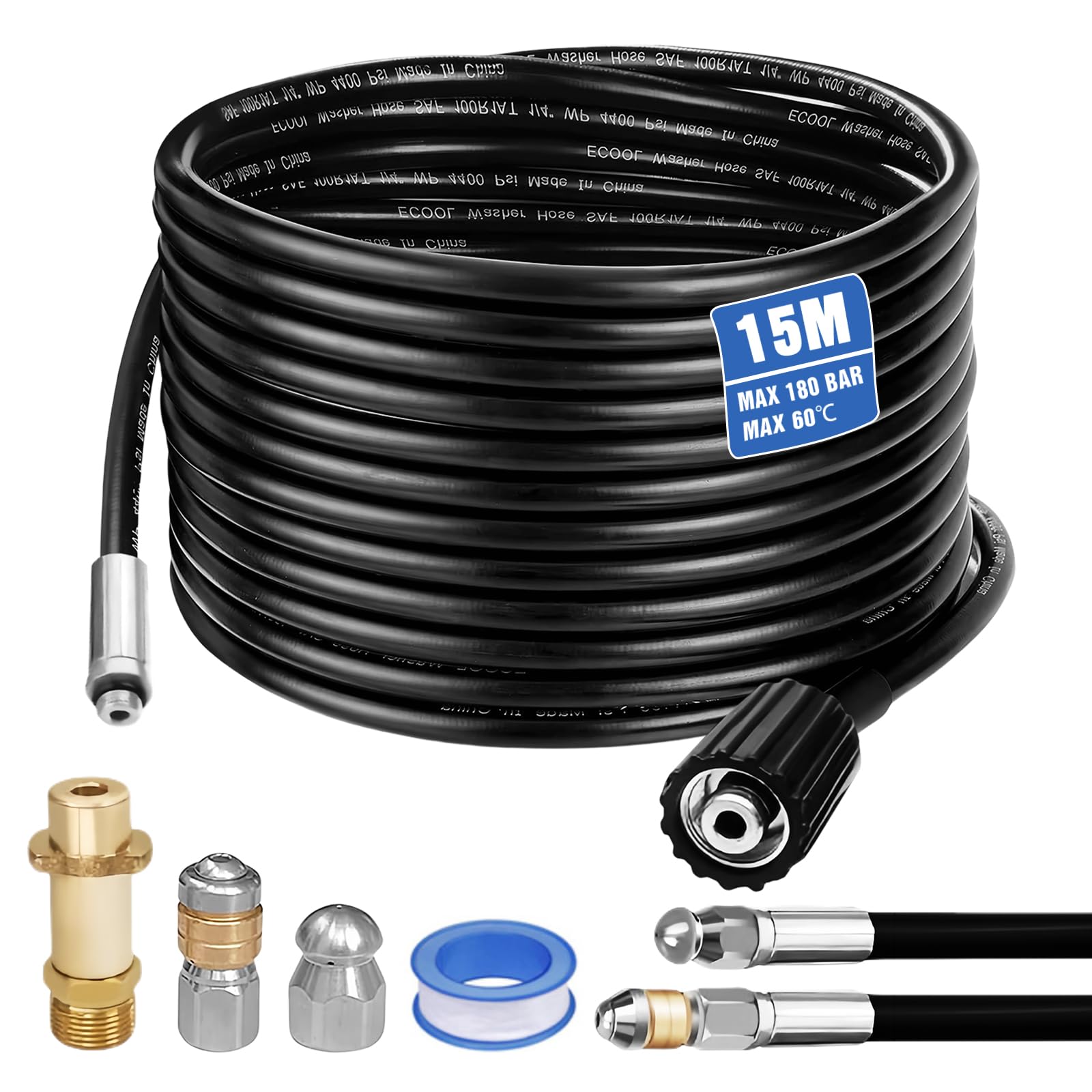Tuyau de nettoyage haute pression en PVC noir pour Kärcher K2 à K7