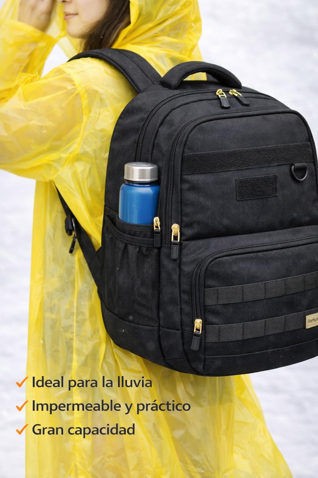 Mochila Táctica Militar 28L Impermeable con Sistema MOLLE y Chubasquero Incluido, Mochila Multifunción para Viaje, Trabajo, Senderismo y Uso Diario, Compartimento para Portátil