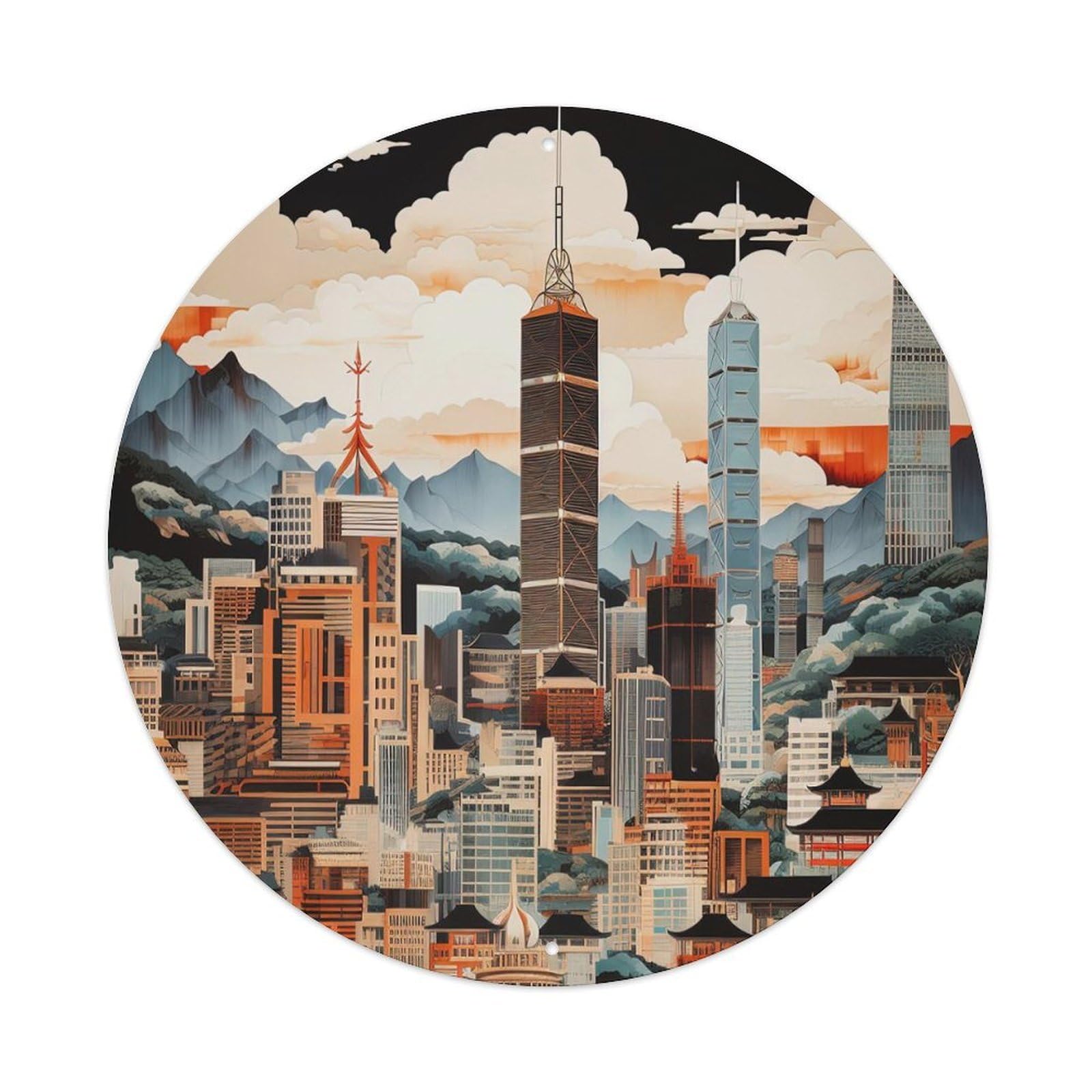 Vintage City China Hong Kong Metal Tin Sign