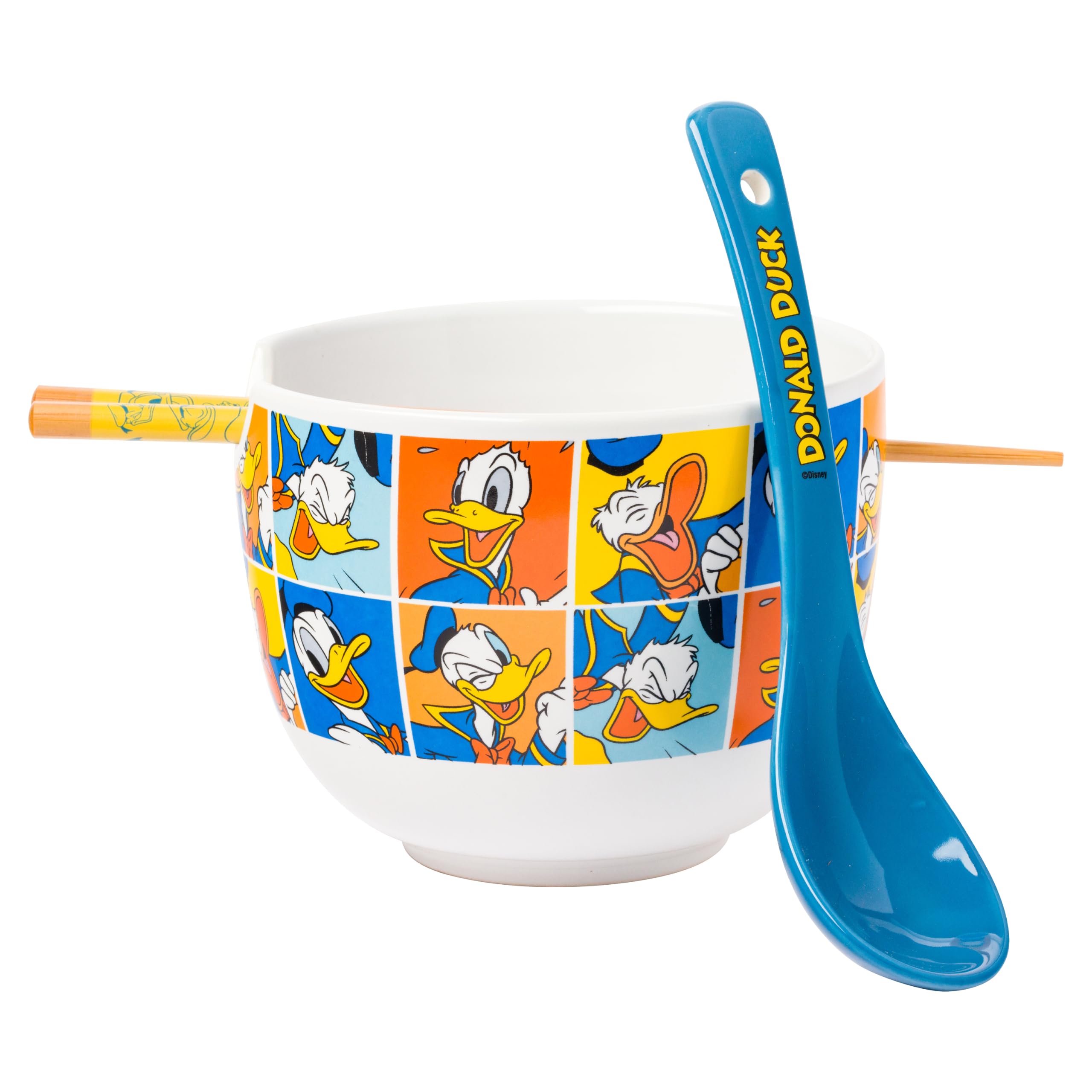 Silver Buffalo Disney Donald Duck, Ramen Bowl with Chopsticks, 20oz
