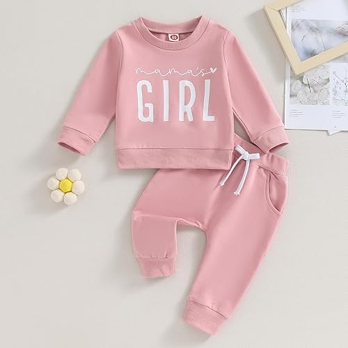 Miniatura 8 de Ursobutegl Daddys - Ropa de bebé para niña pequeña, sudadera de manga larga, sin botones, pantalones deportivos para otoño e invierno, trajes de 2
