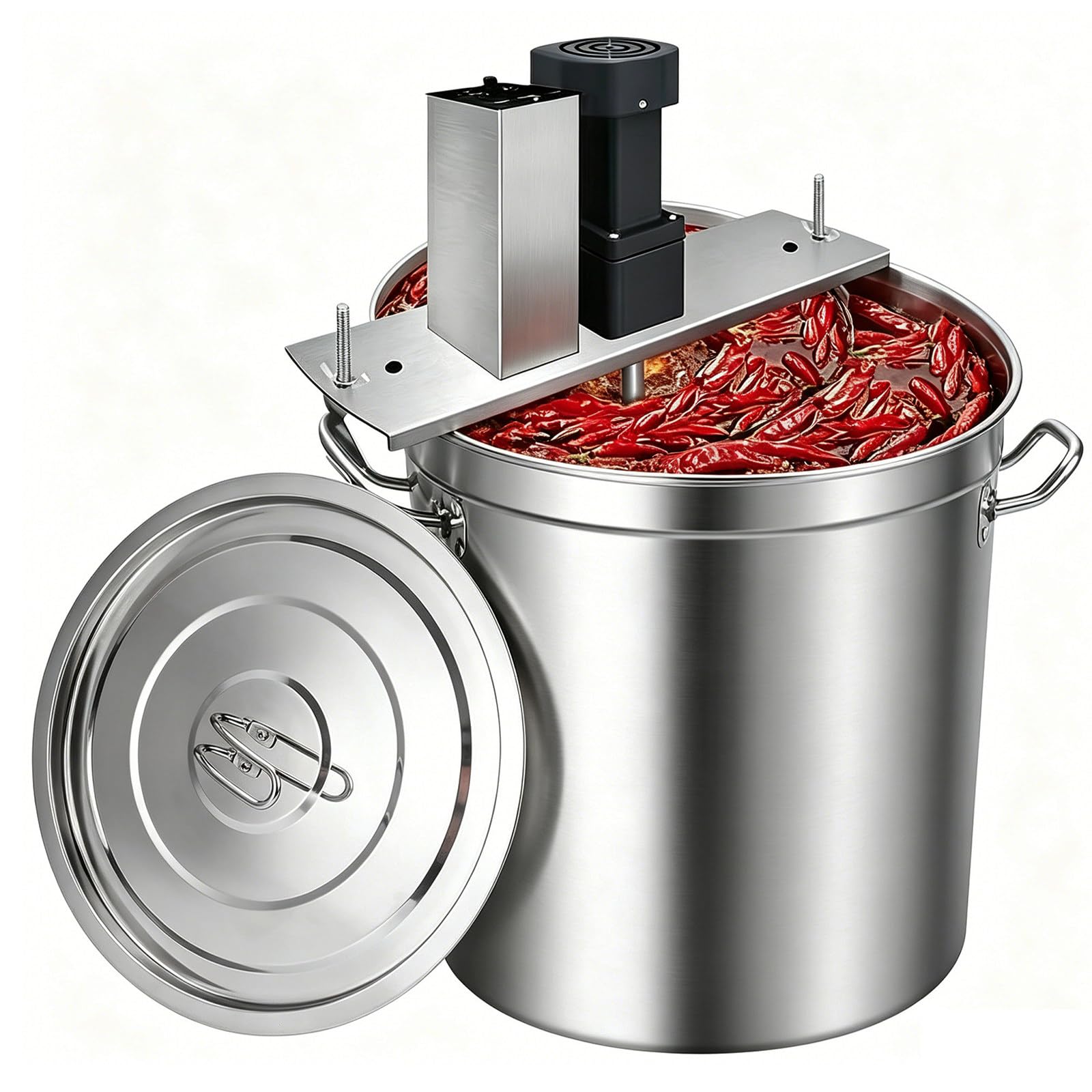 Automatic Stirring Hot Pot Base Cooking Machine, Stainless Steel Pot with Scraping Mixer, Commercial Paste Stirring Cooker for Spicy Hot Pot Broth, Curry Paste, Chili Sauce & Pasta Sauce 80L