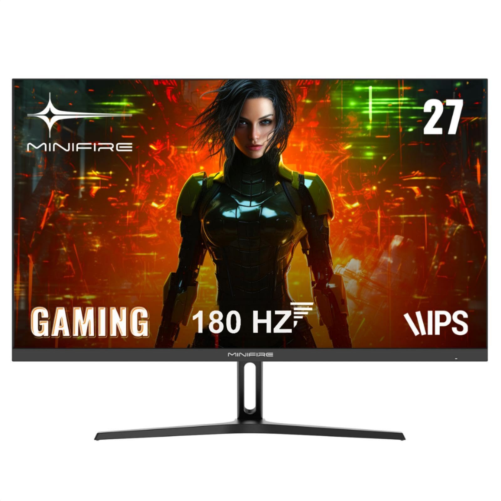 Minifire Monitor Gaming 27" FHD 165Hz, IPS, 1ms, Adaptive Sync, 100% sRGB,Mmonitor per computer da gioco, Schermo PC Anti-Flicker & Less Blue Light, 2xHDMI 2.0/1xDP 1.4 Port(MFG27F2 cavo HDMI inclusi)