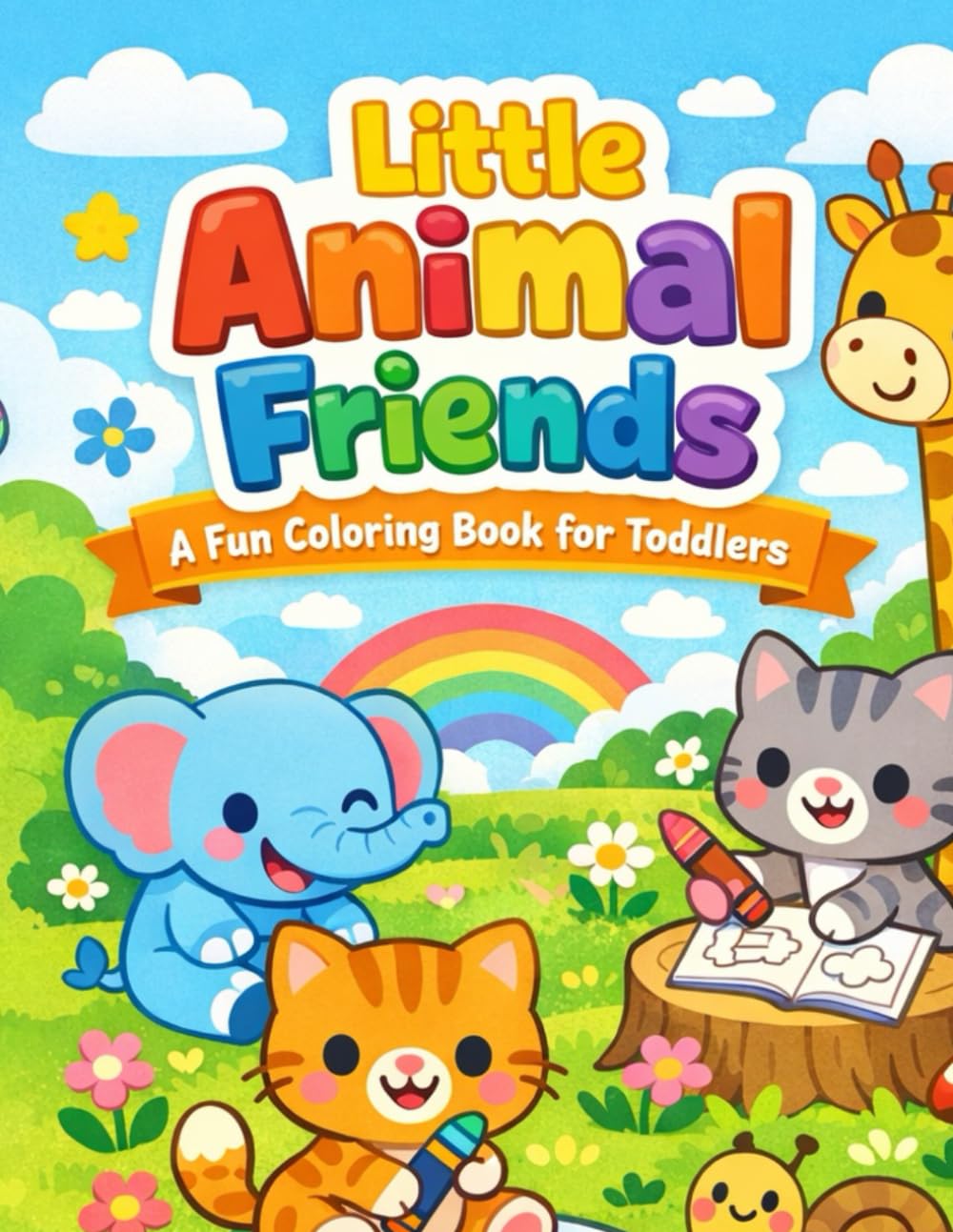Little Animal Friends A Fun Coloring Book for Kids Ages 3+: Cute Cartoon Animals Fun Activity Book for Boys and Girls