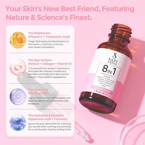 Miniatura 4 de Sapi Anito 8in1 Sensible, suero facial vitamina C, niacinamida, colágeno, ácido kójico, cúrcuma, vitamina E, ácido hialurónico, suero de retinol