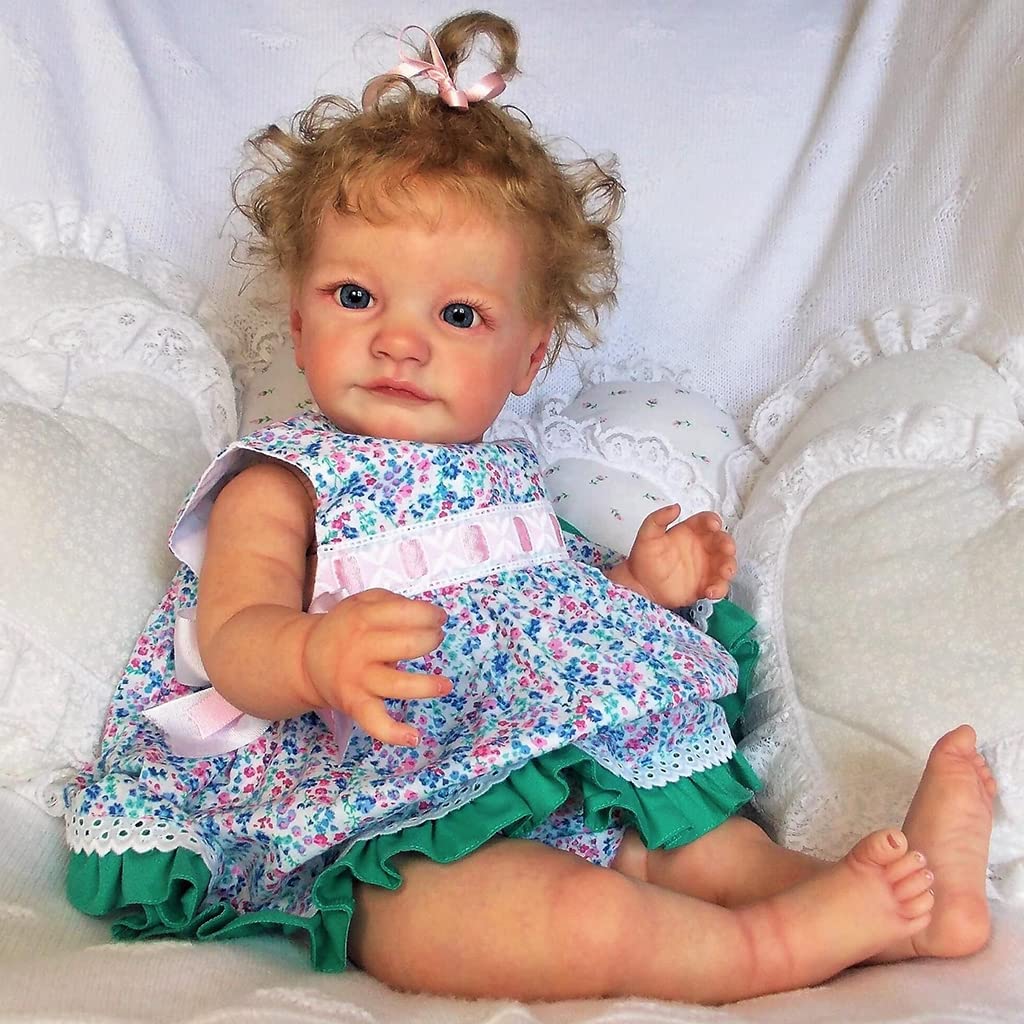 Reborns für Puppen, Babys, Mädchen, für Puppen, 60 cm, pflegend, realistisch, weicher Körper für W/geöffnete Augen, verwurzelte lebensechte Puppen, wiedergeborene Babys für Mädchen,