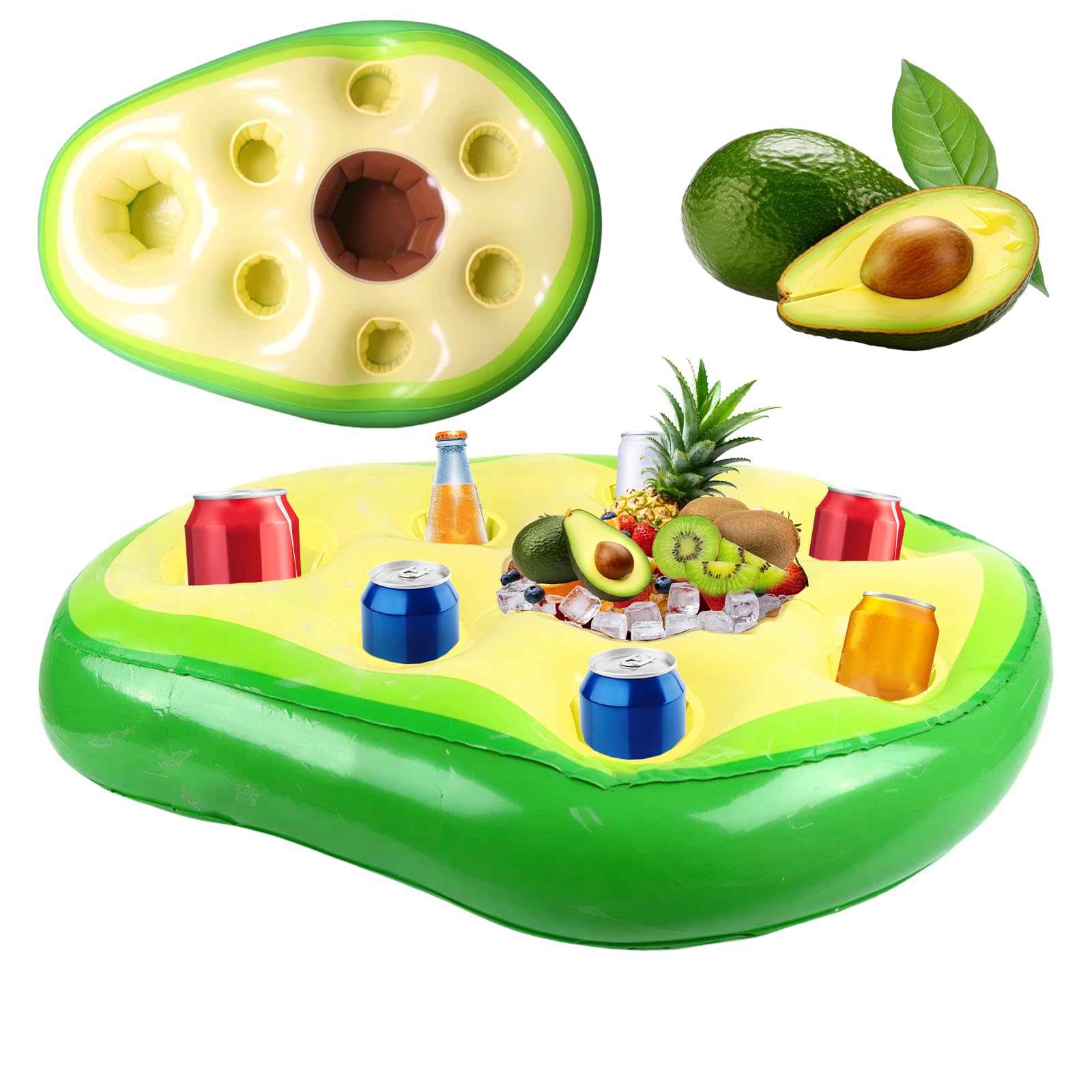 Plateau Flottant Piscine Gonflable – 9 Trous, 75x50 Cm, Avec Corde, PVC, Bar à Cocktails