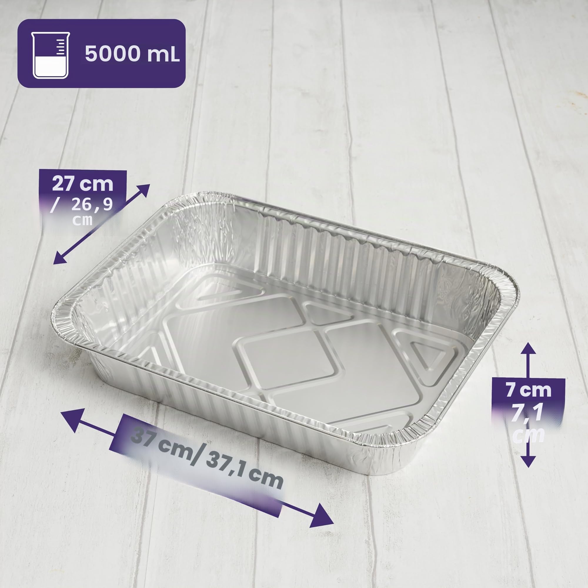 Barquettes Aluminium Grand Format 37×27 cm 5 L MATANA Lot de 25 Empilables Four & Congélateur