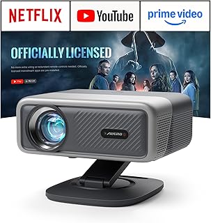 [Officially-Licensed APP & 3500 ANSI] 4K Projector with WiFi and Bluetooth,TOF Real-Time Auto Focus Smart Projector, AuKing Outdoor Movie Home Theater Proyector with Omni-Adjustable Stand(Silver gray)