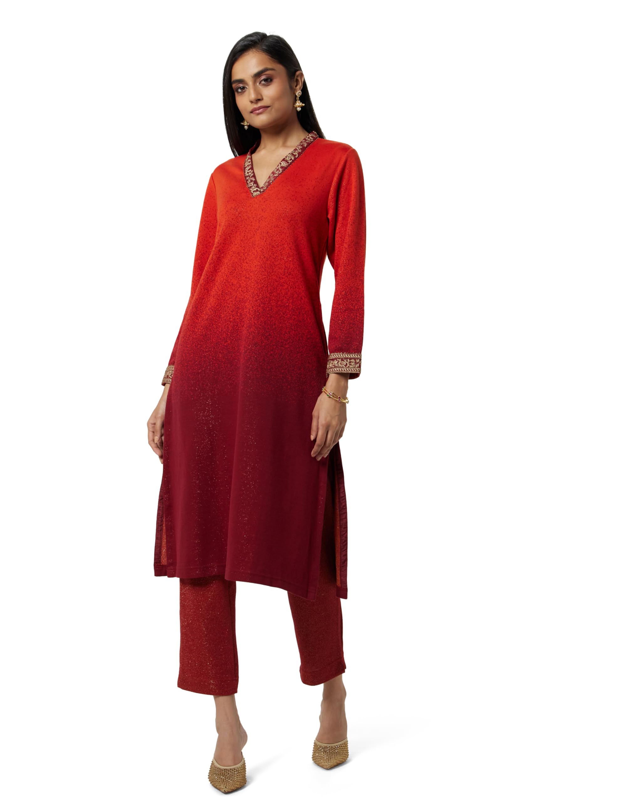 Women Polyester Straight Yarndyed 2 Piece Set