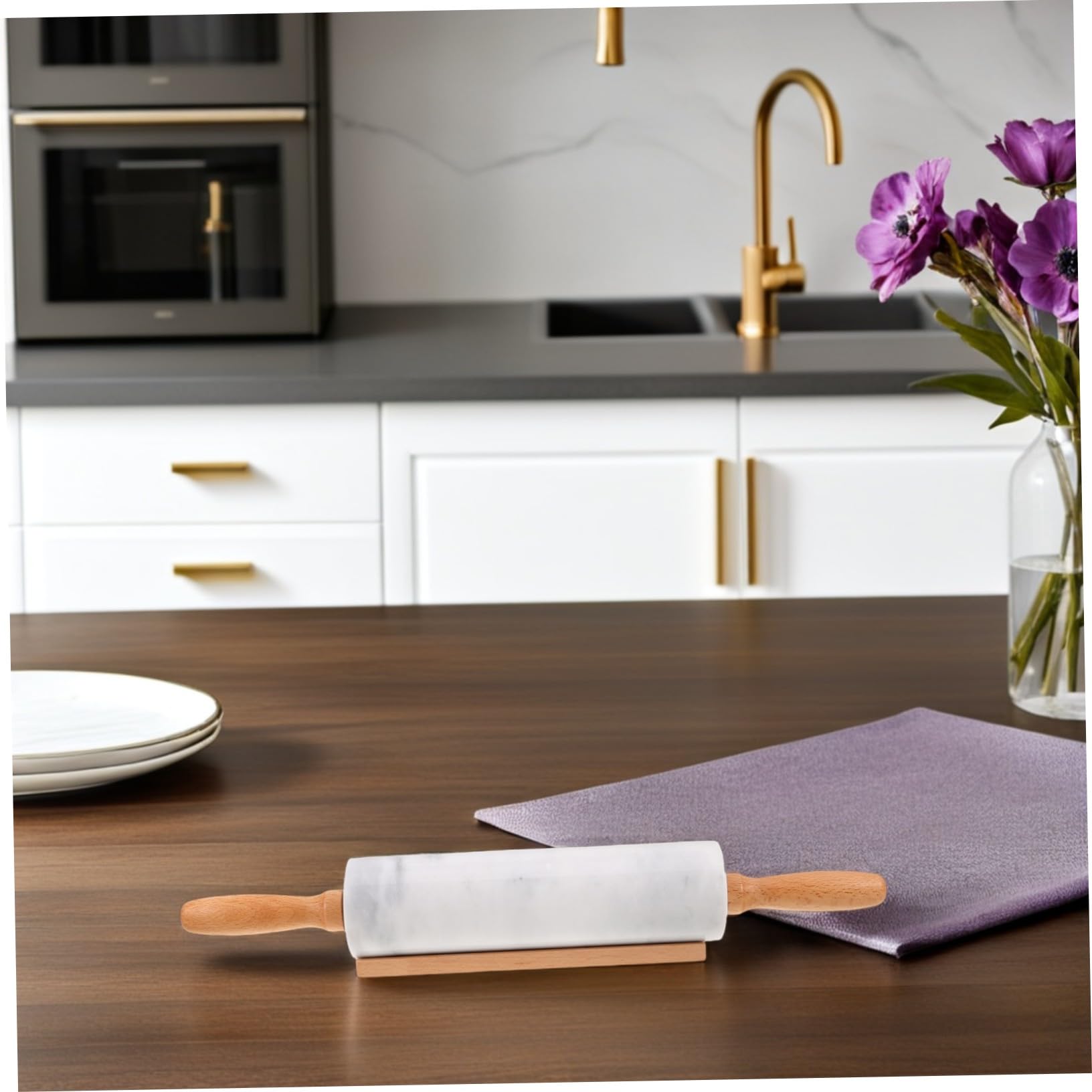 TEHAUX 3piezas Rodillo de Mármol para Repostería Pequeño Rodillo Antiadherente Utensilios de Cocina Apto para Uso Alimentario para Amasar Masa de Fondant y Hornear
