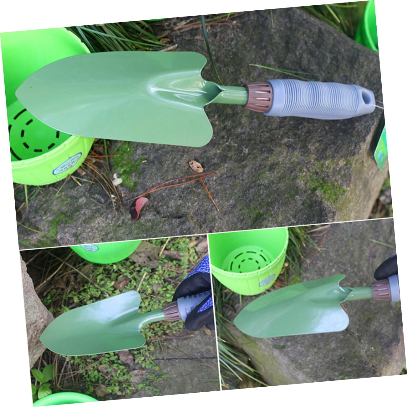 INOOMP Garden Tool Iron Shovel with PVC Skid Handle Hand Tool for Gardening Durable Material for Planting and Digging Easy DIY Hanging Design