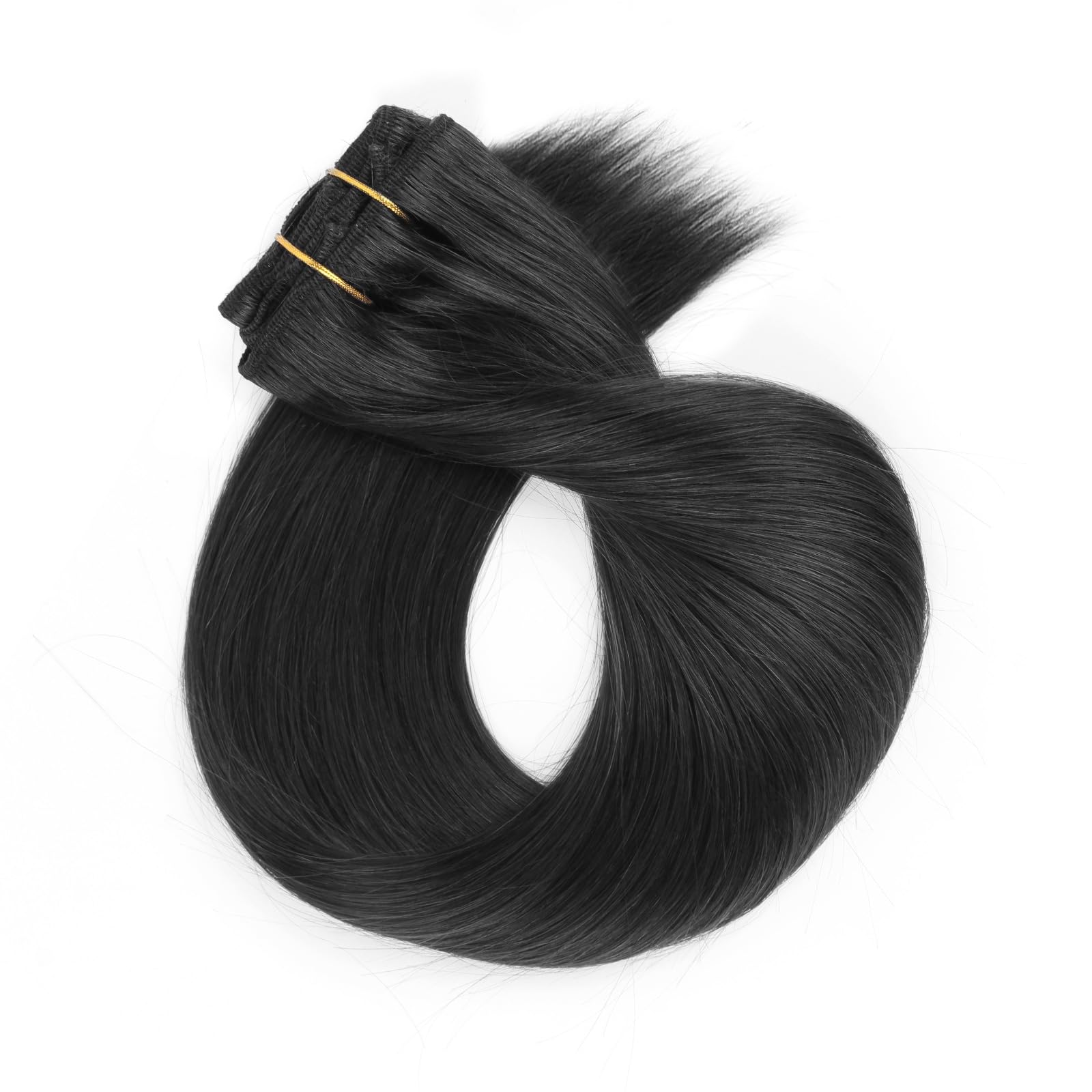 ABH AMAZINGBEAUTY HAIR Clip in Extensions aus Echtem Menschenhaar Gerade Tiefschwarz Clip in Extensions Echthaar Dick Clip in Extensions Gefärbt Remy Echthaar #1 8 Stück 120g 55cm | Doppelt genäht, Tiefschwarz, Remy-Echthaar, seidig glatt, nahtlose Mischu