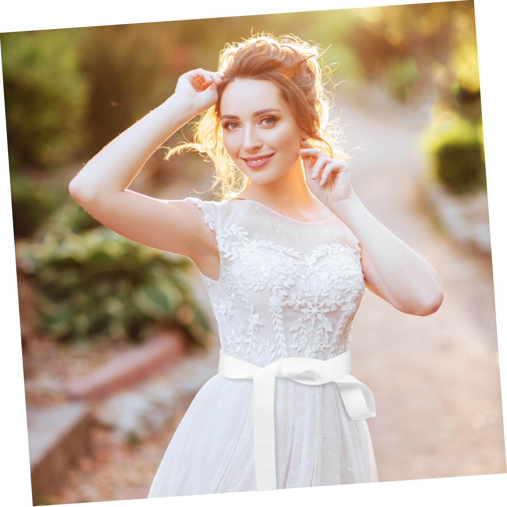 HONMEET Wedding Dress Belt Classic Bow Elegant Waist Decor White Belt for Women : Clothing, Shoes & Jewelry