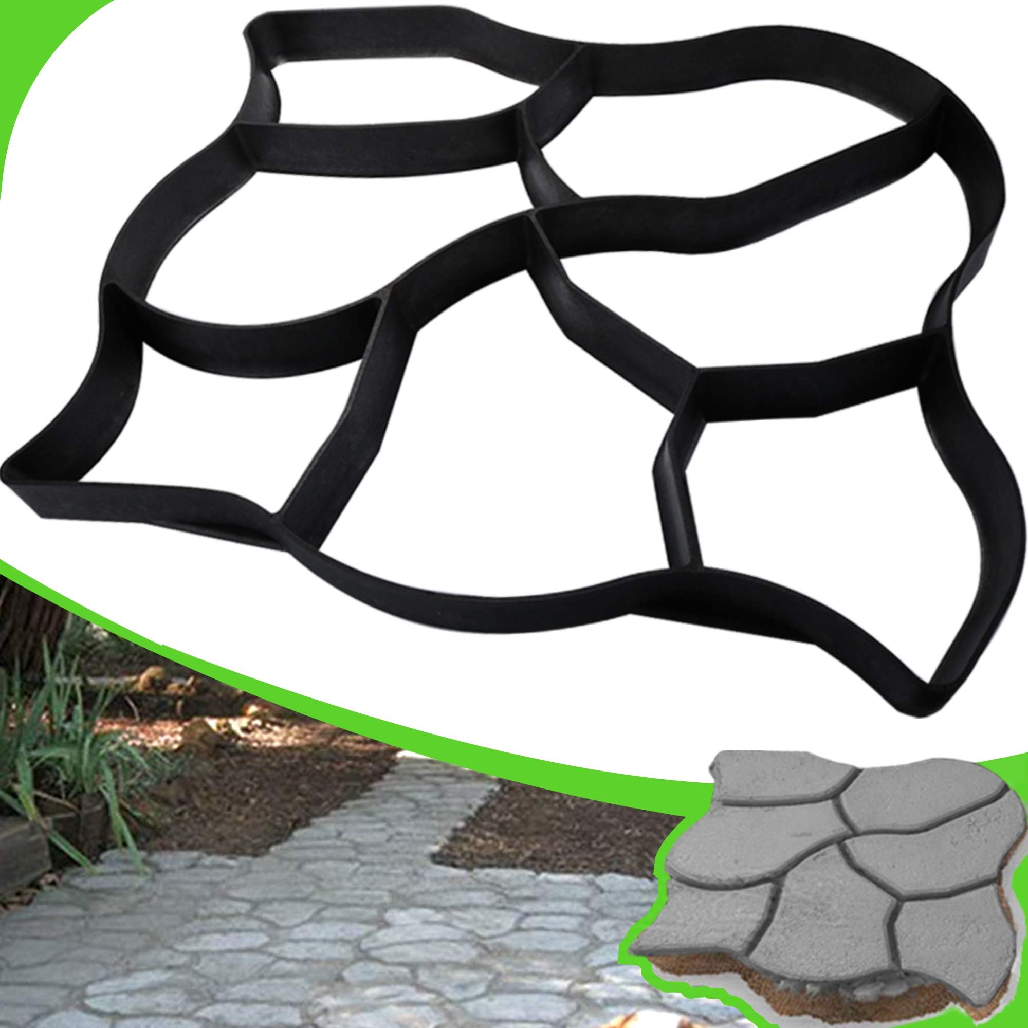 CJGQ Walk Maker Reusable Concrete Path Maker Molds Stepping Stone Paver Lawn Patio Yard Garden DIY Walkway Pavement Paving Moulds (Irregular) (Oversized)
