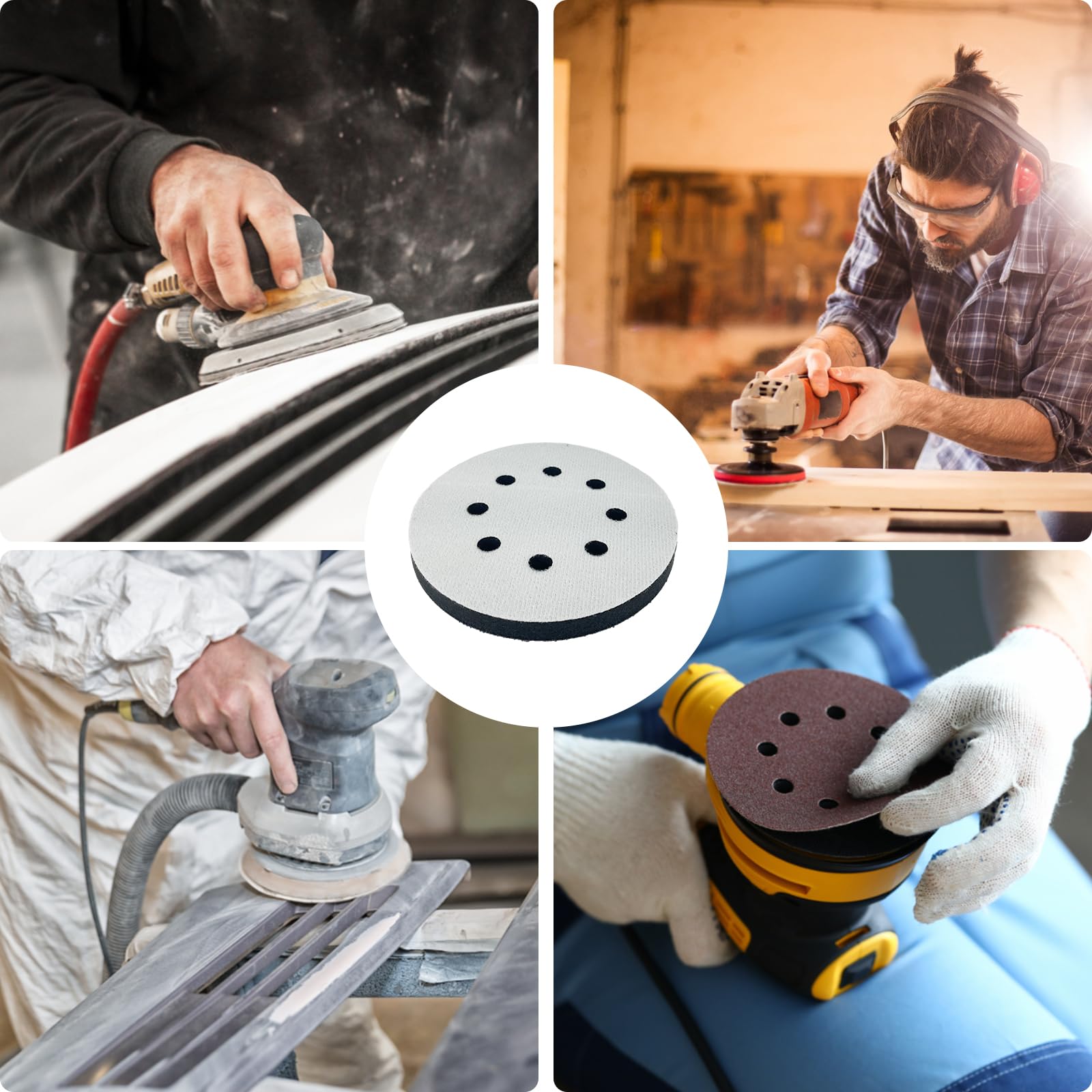 Tampons De Ponçage En Mousse Souple, 4 Pièces, Tampon D'interface 16 Trous, 80x133mm, Coussin En éponge à Crochet Et Boucle Pour Ponceuse RS400 LS130