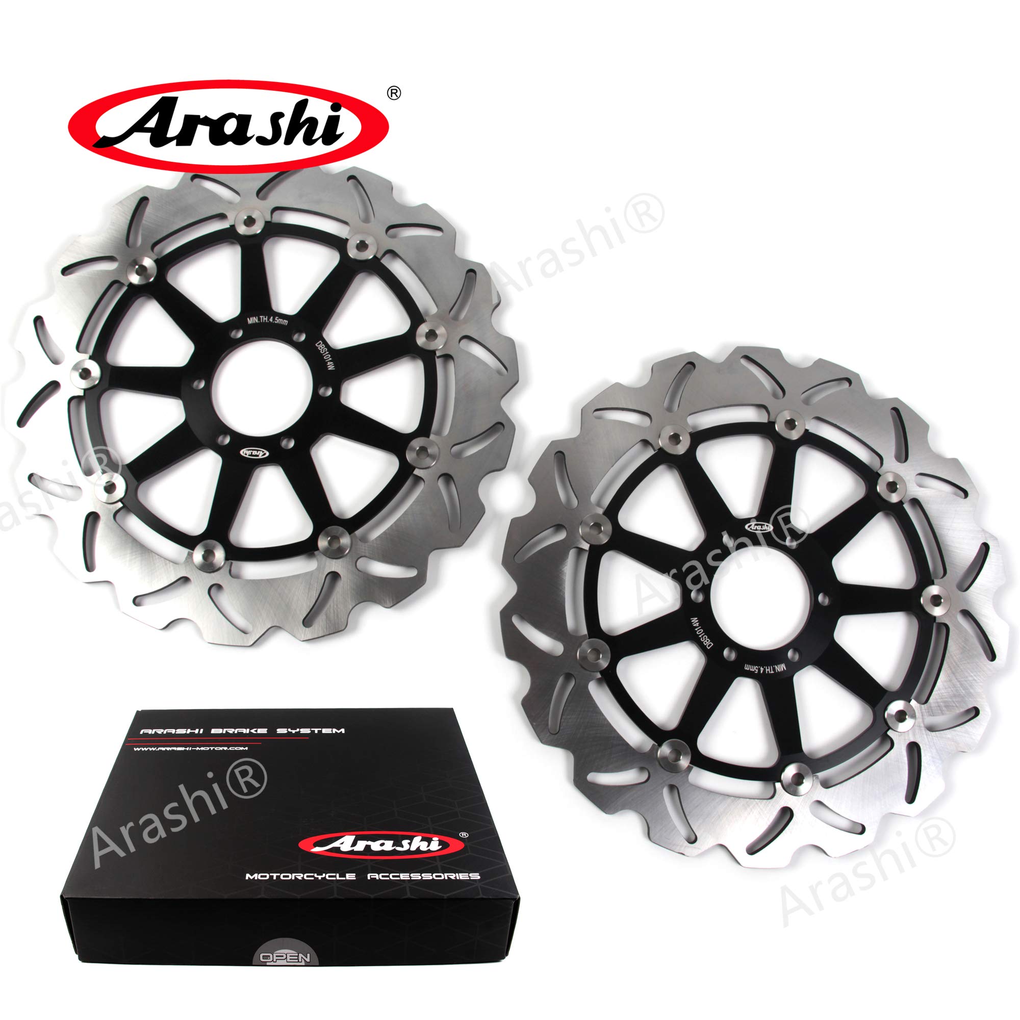 Arashi Discos de freno delanteros y traseros flotantes para DUCATl Monster 696 2008-2014 ABS 10-14, Negro